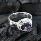 Iolite Solitaire Russian 92.5 Silver Blue Gemstone Classic Fairytale Ring Jewellery