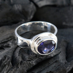 Iolite Solitaire Russian 92.5 Silver Blue Gemstone Classic Fairytale Ring Jewellery