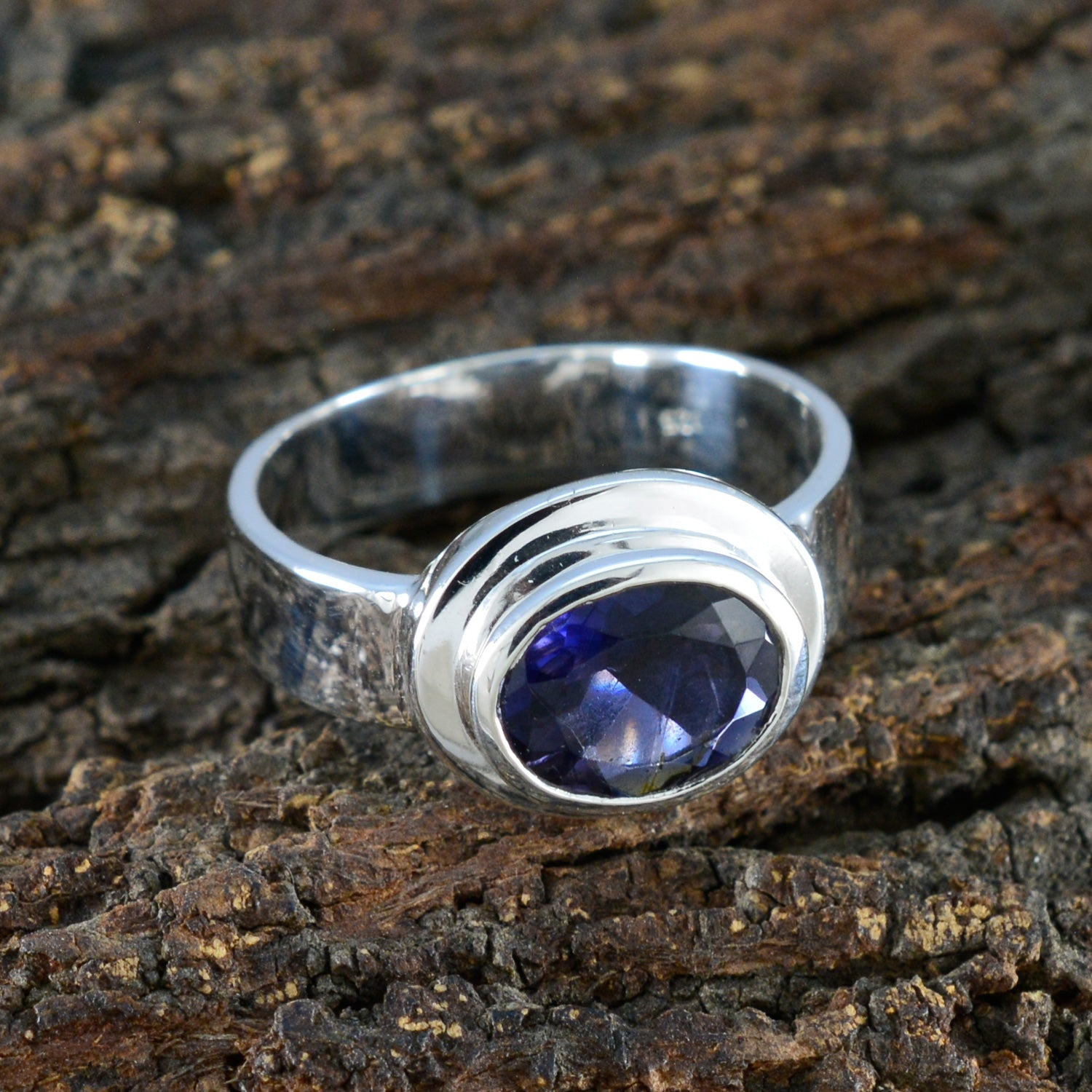 Iolite Solitaire Russian 92.5 Silver Blue Gemstone Classic Fairytale Ring Jewellery