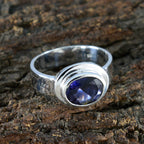 Iolite Solitaire Russian 92.5 Silver Blue Gemstone Classic Fairytale Ring Jewellery