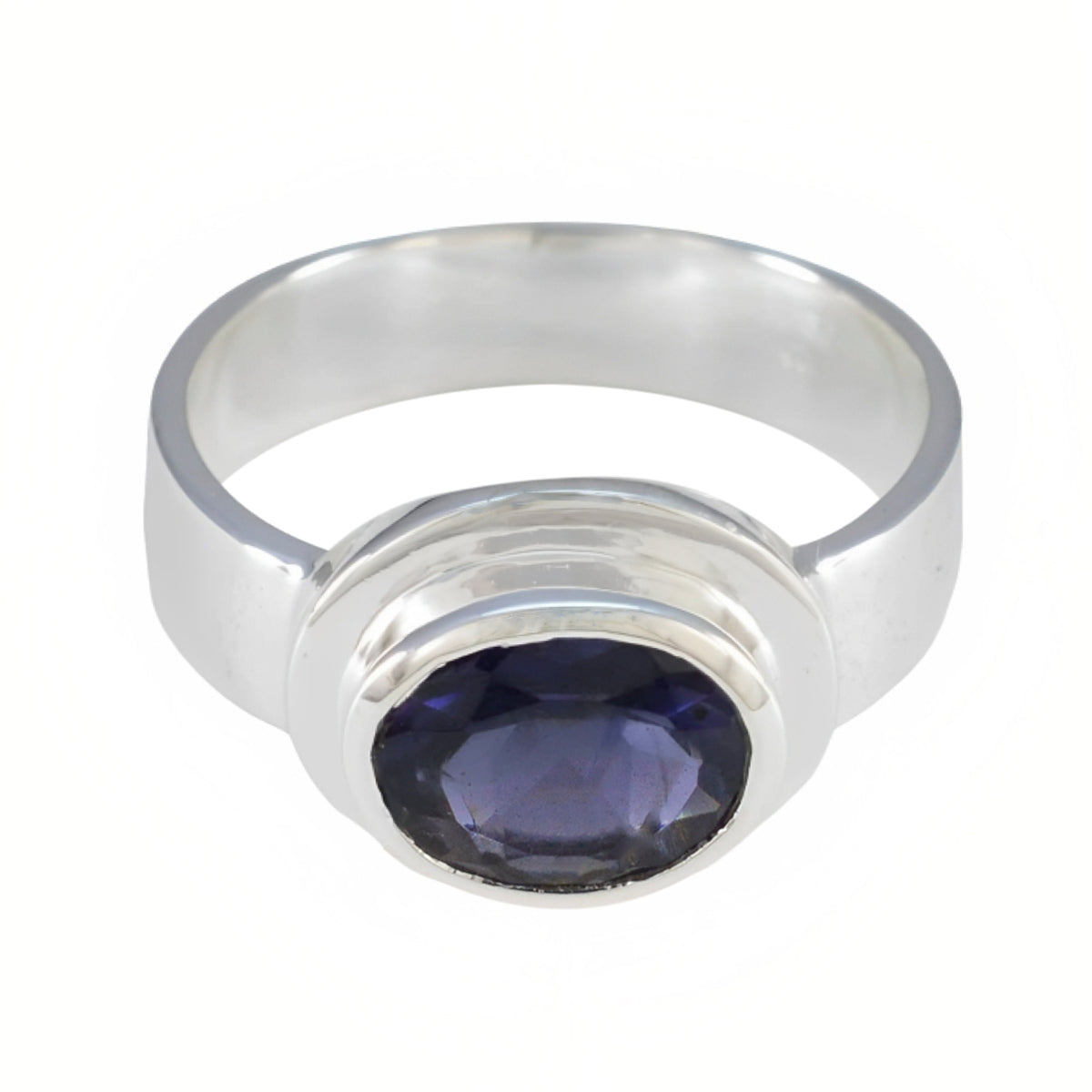 Iolite Solitaire Russian 92.5 Silver Blue Gemstone Classic Fairytale Ring Jewellery Huvudsaklig produktbild