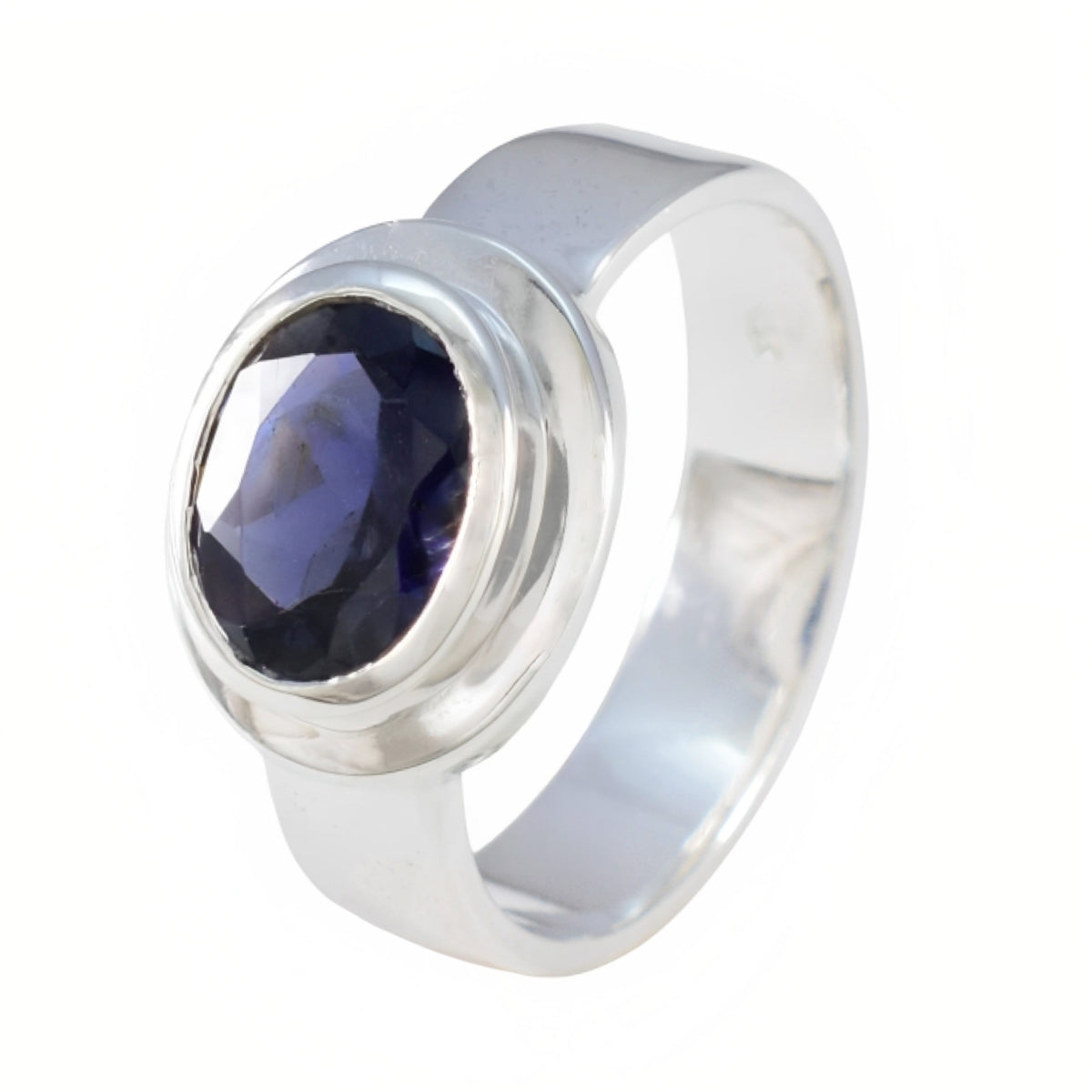 Iolite Solitaire Russian 92.5 Silver Blue Gemstone Classic Fairytale Ring Jewellery