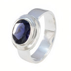 Iolite Solitaire Russian 92.5 Silver Blue Gemstone Classic Fairytale Ring Jewellery