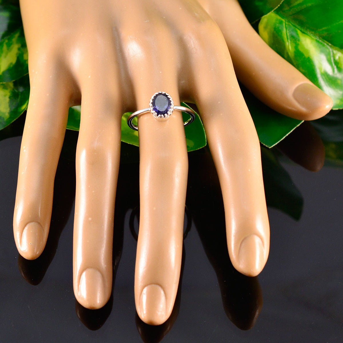 Iolite Solitaire American 92.5 Silver Blue Gems Delicate Sophisticated Ring Jewellery