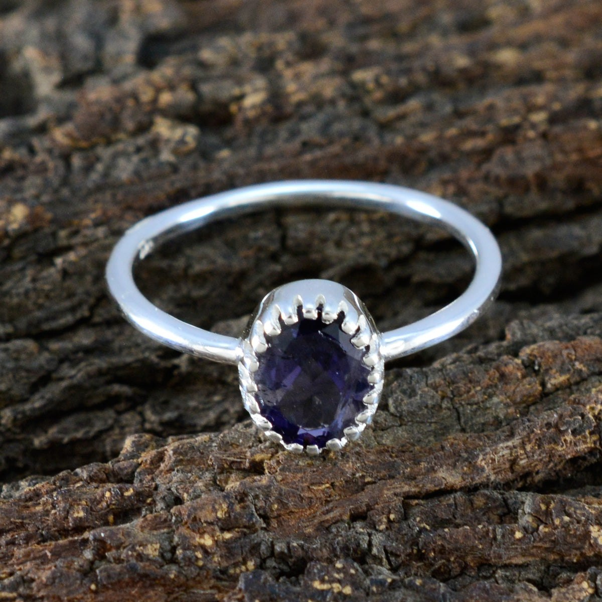 Iolite Solitaire American 92.5 Silver Blue Gems Delicate Sophisticated Ring Jewellery