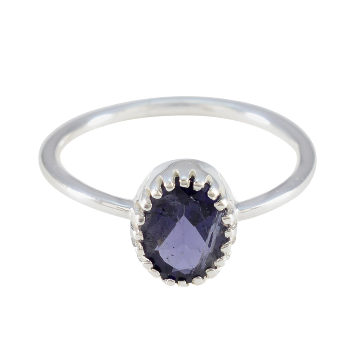Iolite Solitaire American 92.5 Silver Blue Gems Delicate Sophisticated Ring Jewellery