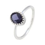 Iolite Solitaire American 92.5 Silver Blue Gems Delicate Sophisticated Ring Jewellery