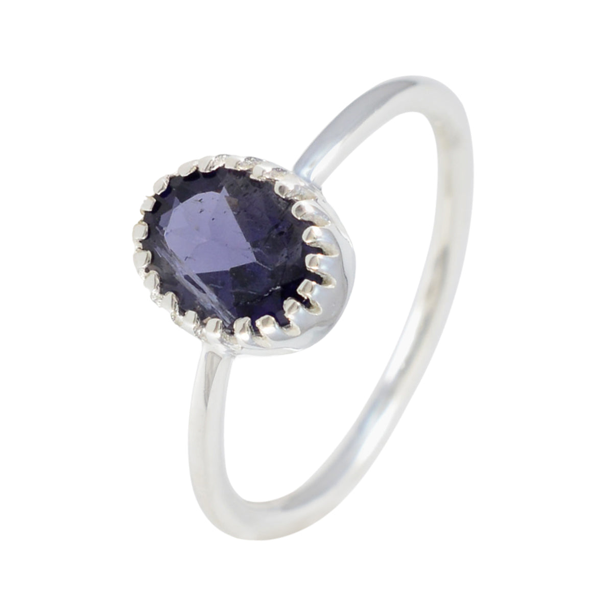 Iolite Solitaire American 92.5 Silver Blue Gems Delicate Sophisticated Ring Jewellery
