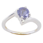 Iolite Solitaire Japanese 925 Sterling Silver Blue Gemstones Dainty Sophisticated Ring Jewellery