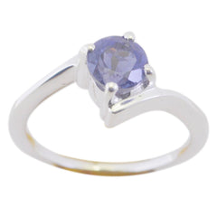 Iolite Solitaire Japanese 925 Sterling Silver Blue Gemstones Dainty Sophisticated Ring Jewellery
