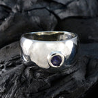Iolite Solitaire Egyptian Silver Blue Gemstones Eye catching Abstract Ring Jewelry