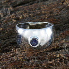 Iolite Solitaire Egyptian Silver Blue Gemstones Eye catching Abstract Ring Jewelry