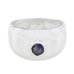 Iolite Solitaire Egyptian Silver Blue Gemstones Eye catching Abstract Ring Jewelry