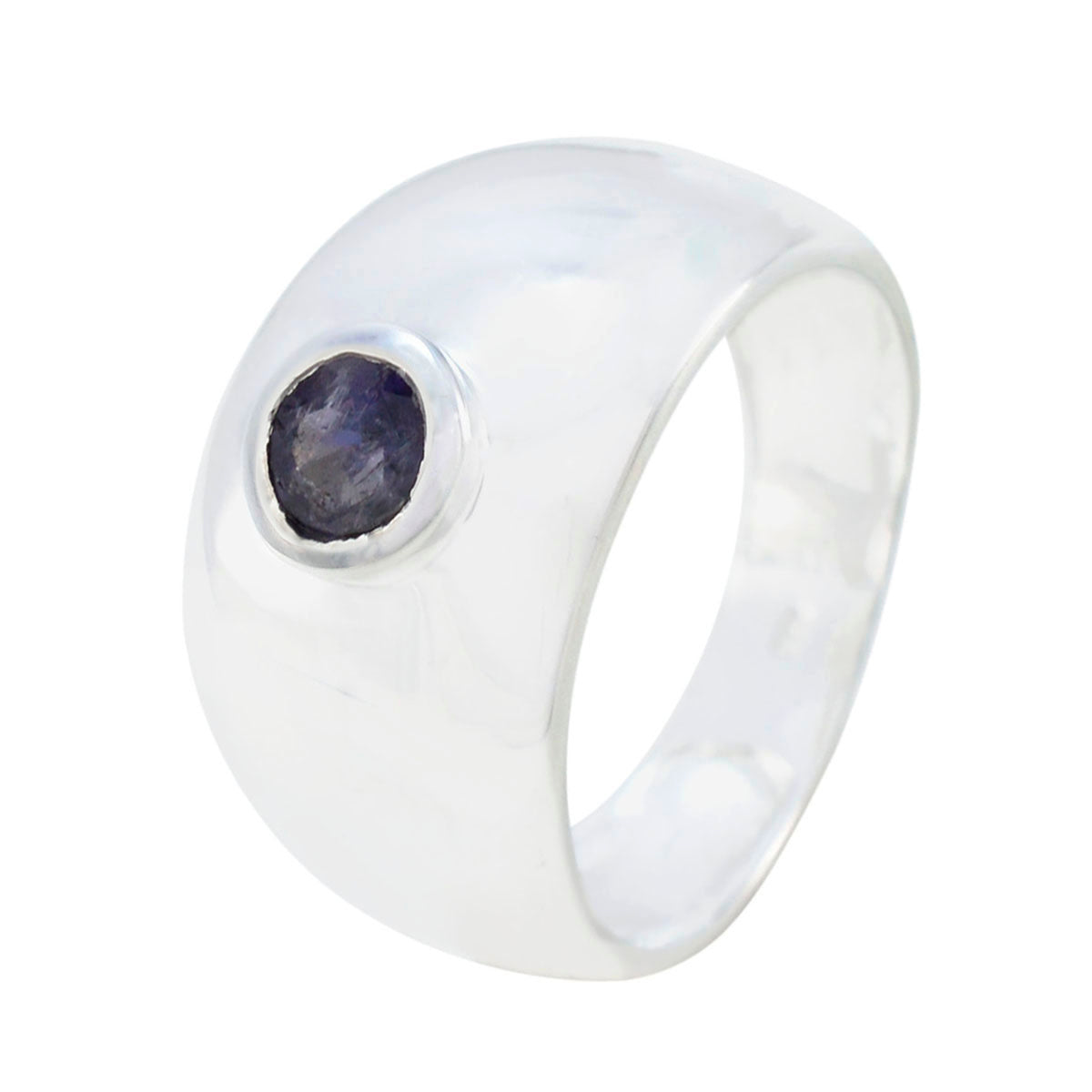 Iolite Solitaire Egyptian Silver Blue Gemstones Eye catching Abstract Ring Jewelry