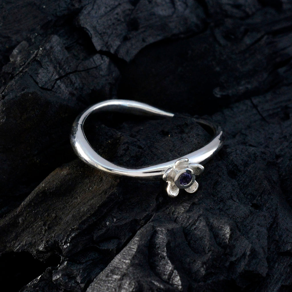 Iolite Solitaire American Silver Blue Gemstone Dainty Sophisticated Ring Jewelry