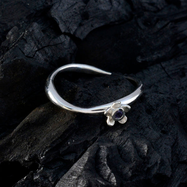 Iolite Solitaire American Silver Blue Gemstone Dainty Sophisticated Ring Jewelry