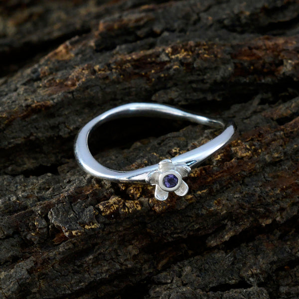 Iolite Solitaire American Silver Blue Gemstone Dainty Sophisticated Ring Jewelry