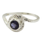 Iolite Solitaire Korean 925 Sterling Silver Blue Gems Dainty Feminine Ring Jewellery