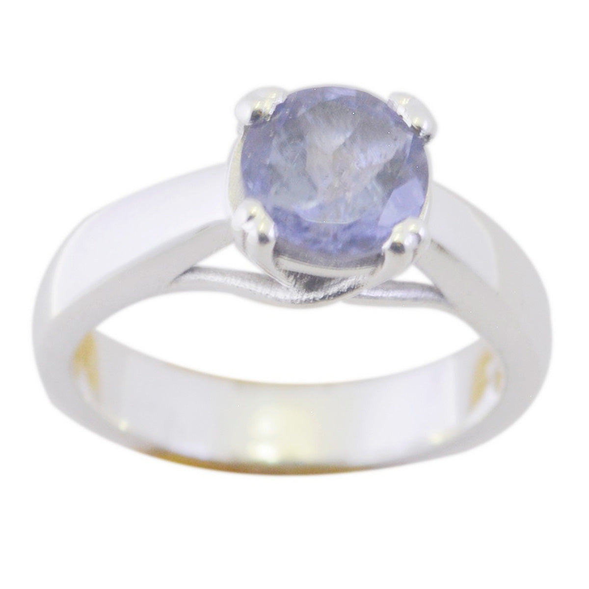 Iolite Solitaire French 925 Sterling Silver Blue Gemstones Tiny Contemporary Ring Jewellery