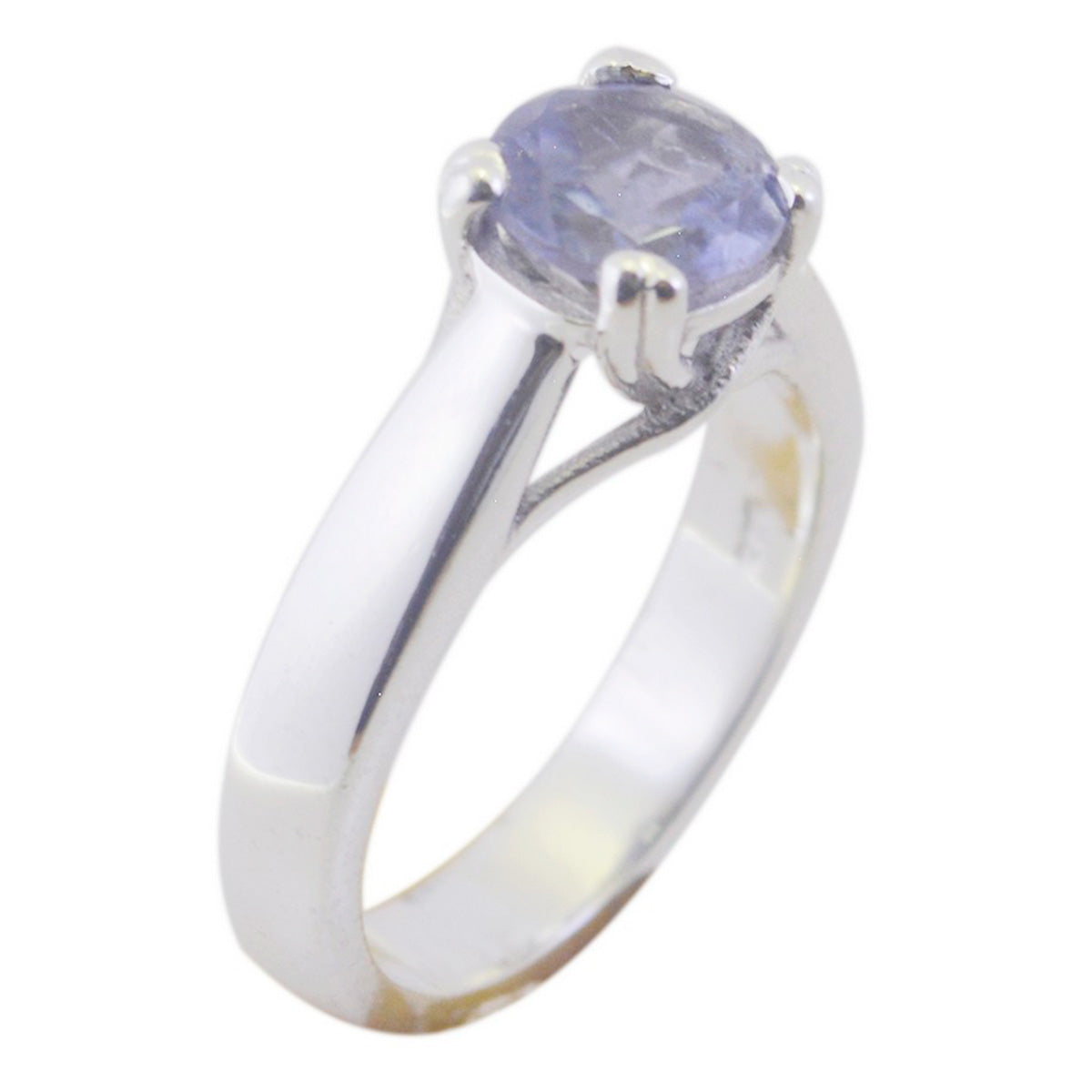 Iolite Solitaire French 925 Sterling Silver Blue Gemstones Tiny Contemporary Ring Jewellery