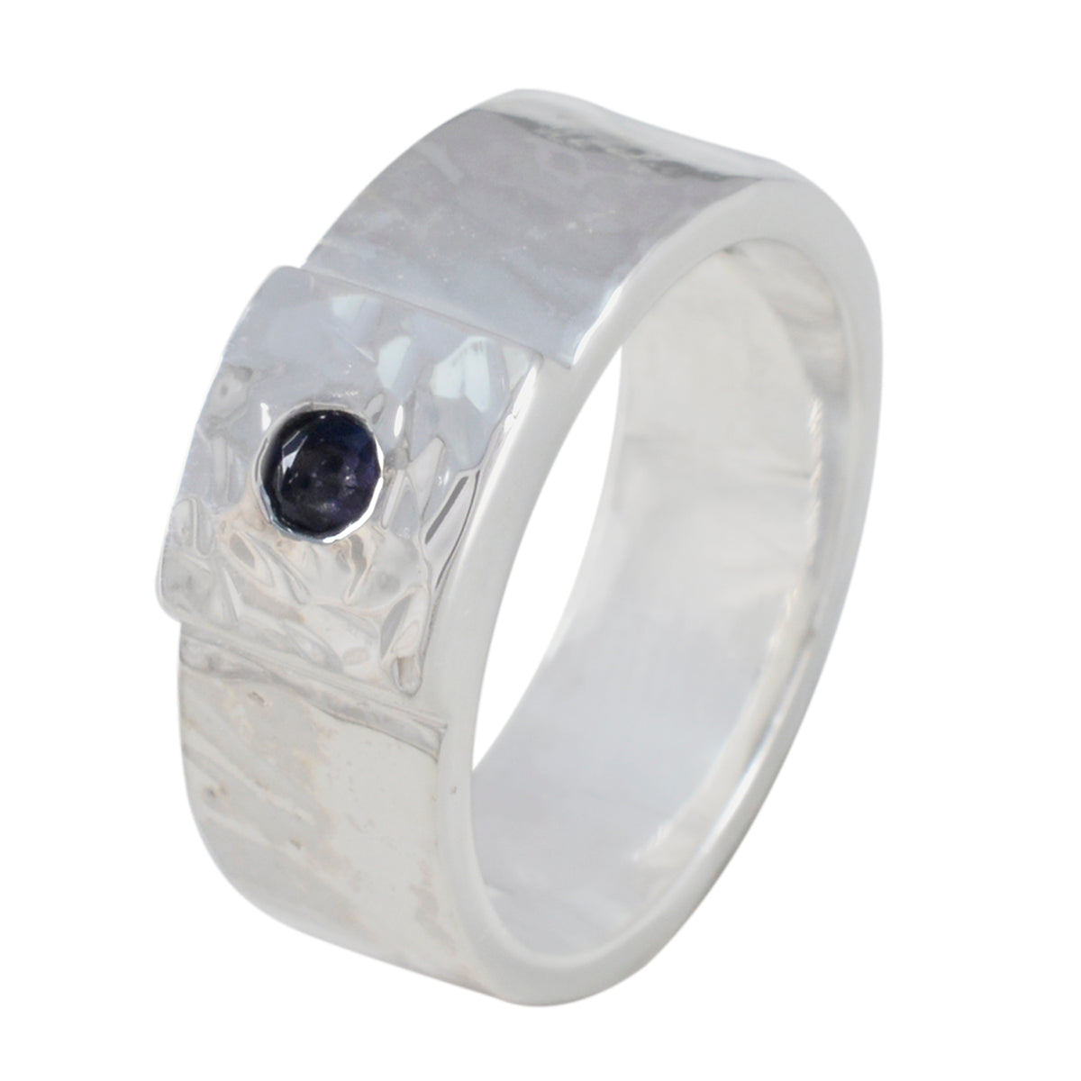 Iolite Solitaire German 92.5 Silver Blue Gemstone Essential  Signet Band Jewellery