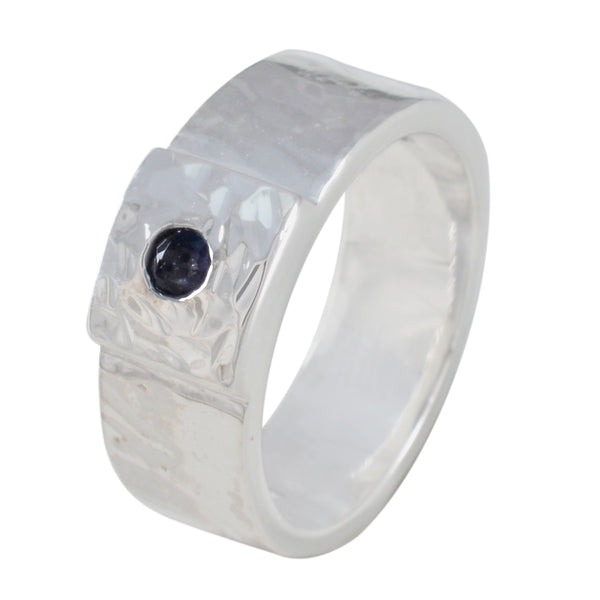 Iolite Solitaire German 92.5 Silver Blue Gemstone Essential  Signet Band Jewellery