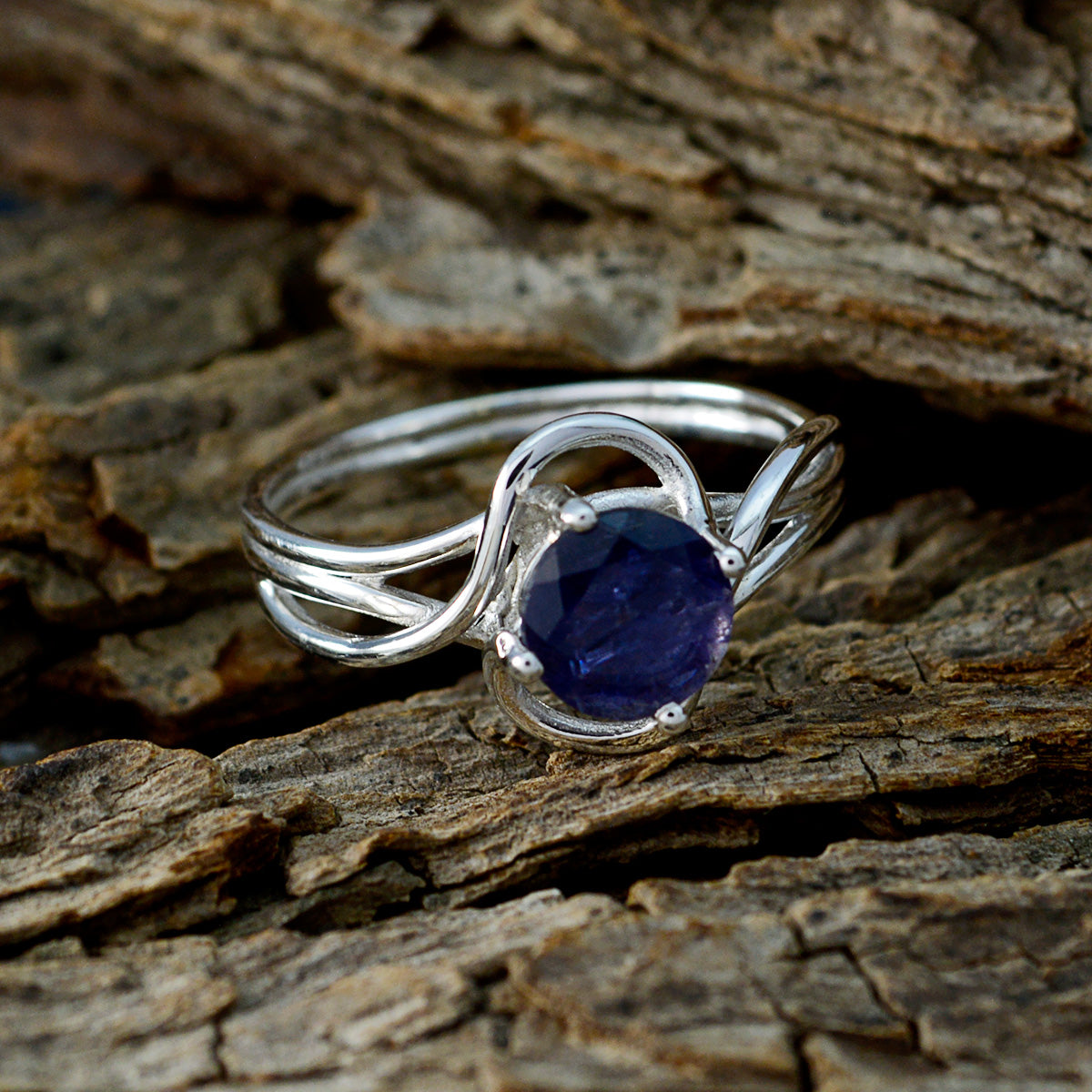 Iolite Solitaire Turkish 925 Silver Blue Gemstone Delicate Glamorous Ring Jewellery