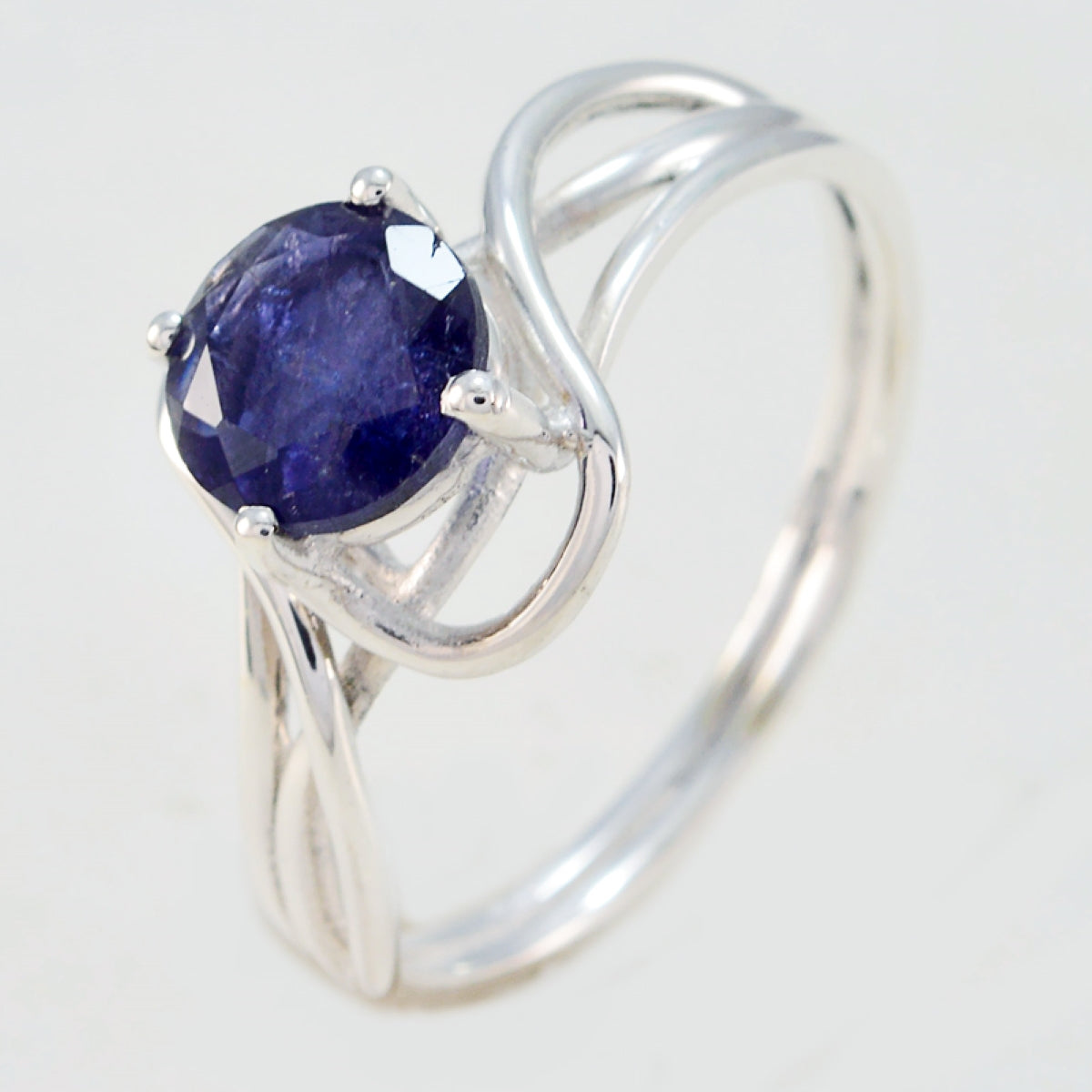 Iolite Solitaire Turkish 925 Silver Blue Gemstone Delicate Glamorous Ring Jewellery