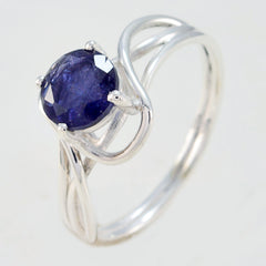 Iolite Solitaire Turkish 925 Silver Blue Gemstone Delicate Glamorous Ring Jewellery