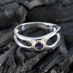 Iolite Solitaire Turkish Sterling Silver Blue Gems Whisper thin Feminine Ring Jewellery