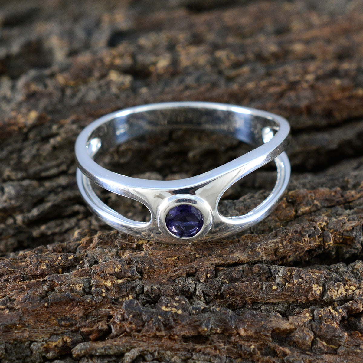 Iolite Solitaire Turkish Sterling Silver Blue Gems Whisper thin Feminine Ring Jewellery