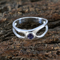 Iolite Solitaire Turkish Sterling Silver Blue Gems Whisper thin Feminine Ring Jewellery