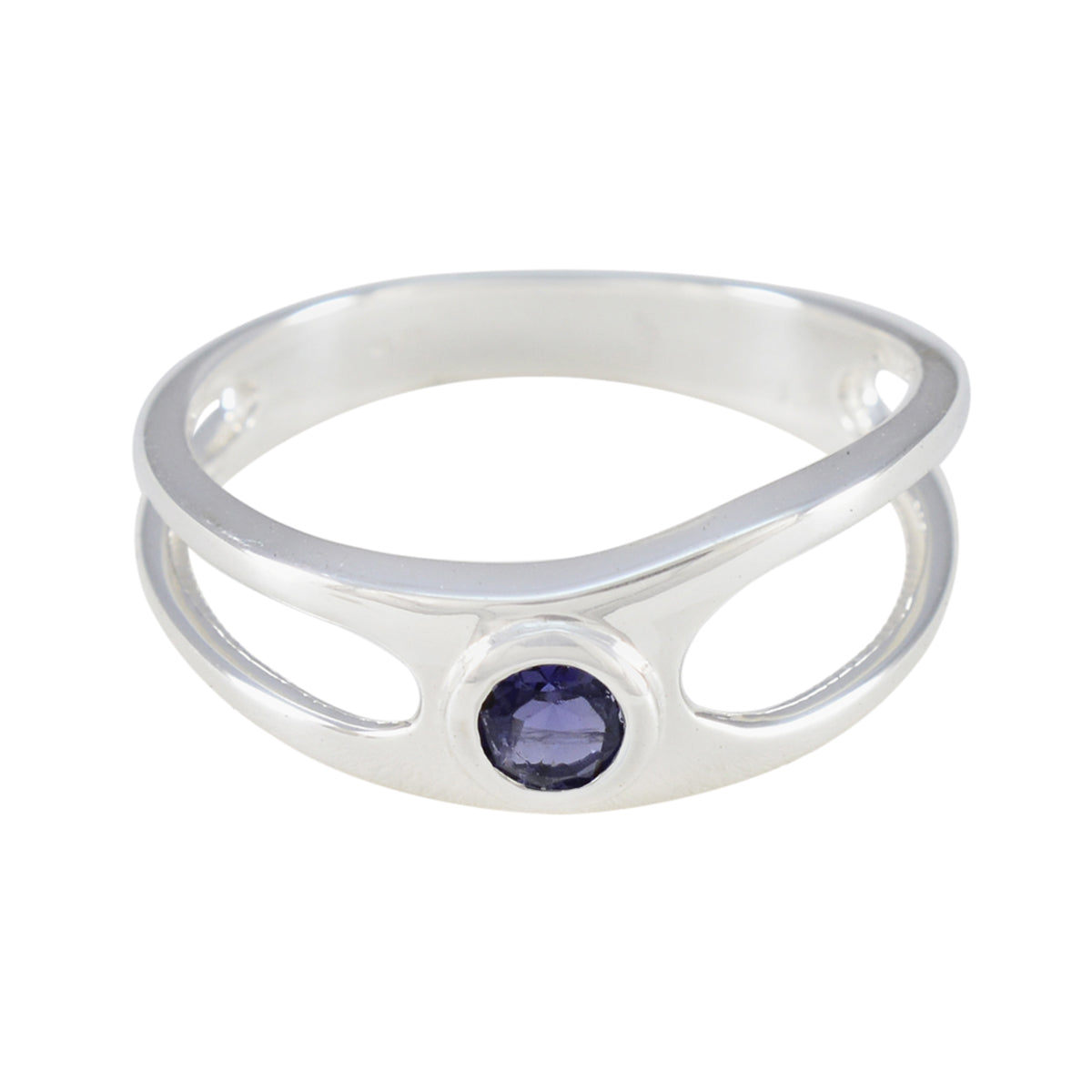 Iolite Solitaire Turkish Sterling Silver Blue Gems Whisper thin Feminine Ring Jewellery