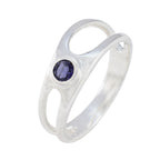 Iolite Solitaire Turkish Sterling Silver Blue Gems Whisper thin Feminine Ring Jewellery