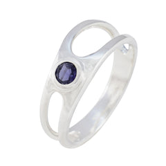 Iolite Solitaire Turkish Sterling Silver Blue Gems Whisper thin Feminine Ring Jewellery