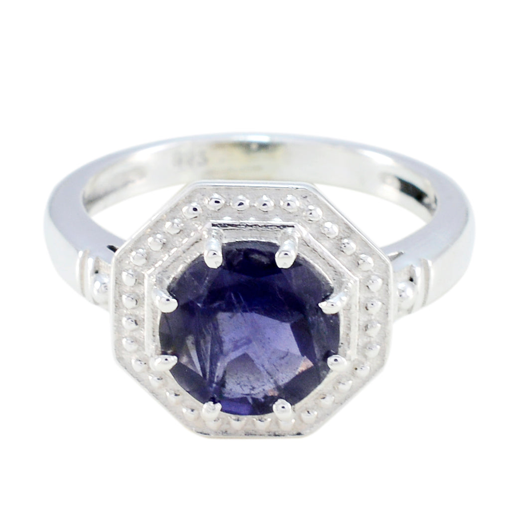 Iolite Solitaire Turkish 92.5 Silver Blue Gemstone Whisper thin Modern Ring Jewelry