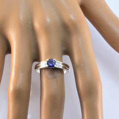 Iolith Solitär Koreanischer 925 Silber Blaue Edelsteine Zierlicher Trendy Ring Schmuck