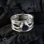 Iolite Solitaire Latin American 925 Silver Blue Gemstones Eye catching Rope Wire Band Jewelry