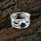 Iolite Solitaire Latin American 925 Silver Blue Gemstones Eye catching Rope Wire Band Jewelry
