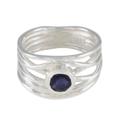 Iolite Solitaire Latin American 925 Silver Blue Gemstones Eye catching Rope Wire Band Jewelry