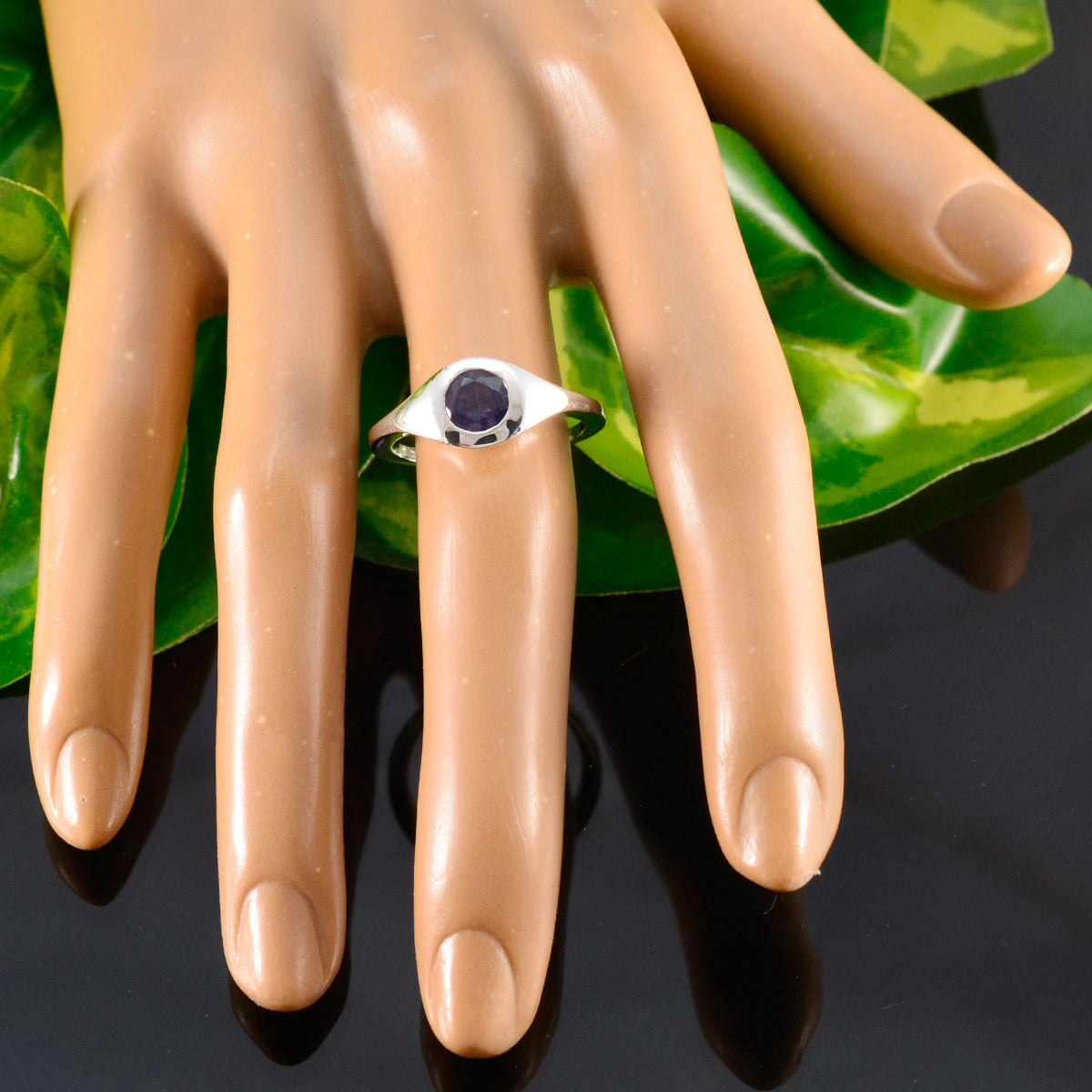 Iolite Solitaire French Sterling Silver Blue Gems Featherlight Modern Ring Jewelry