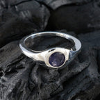 Iolite Solitaire French Sterling Silver Blue Gems Featherlight Modern Ring Jewelry