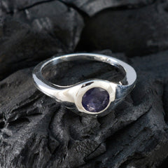 Iolite Solitaire French Sterling Silver Blue Gems Featherlight Modern Ring Jewelry