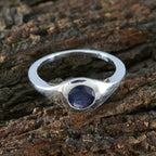 Iolite Solitaire French Sterling Silver Blue Gems Featherlight Modern Ring Jewelry