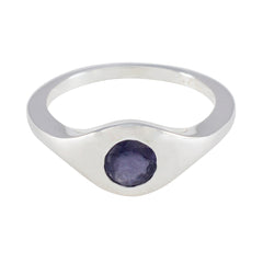 Iolite Solitaire French Sterling Silver Blue Gems Featherlight Modern Ring Jewelry