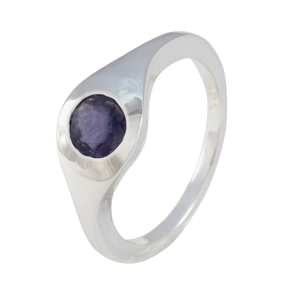 Iolite Solitaire French Sterling Silver Blue Gems Featherlight Modern Ring Jewelry
