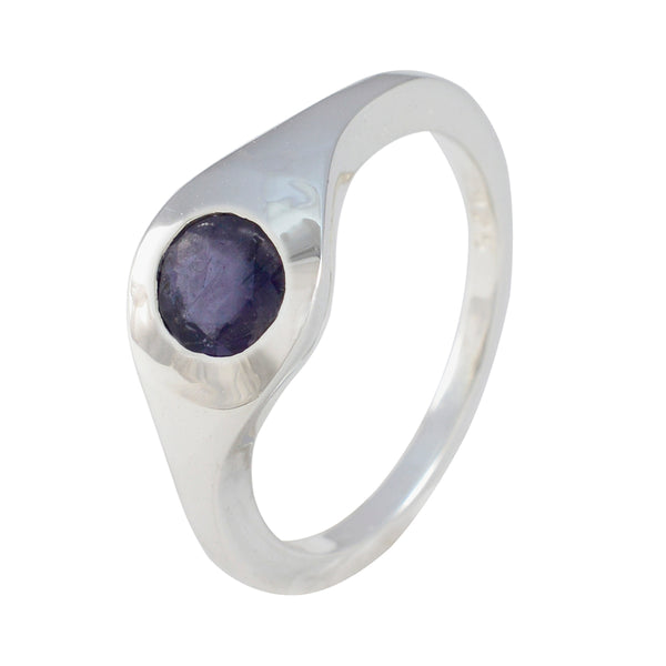 Iolite Solitaire French Sterling Silver Blue Gems Featherlight Modern Ring Jewelry