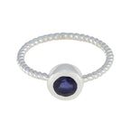 Iolite Solitaire American 925 Sterling Silver Blue Gems Delicate Graceful Ring Jewelry