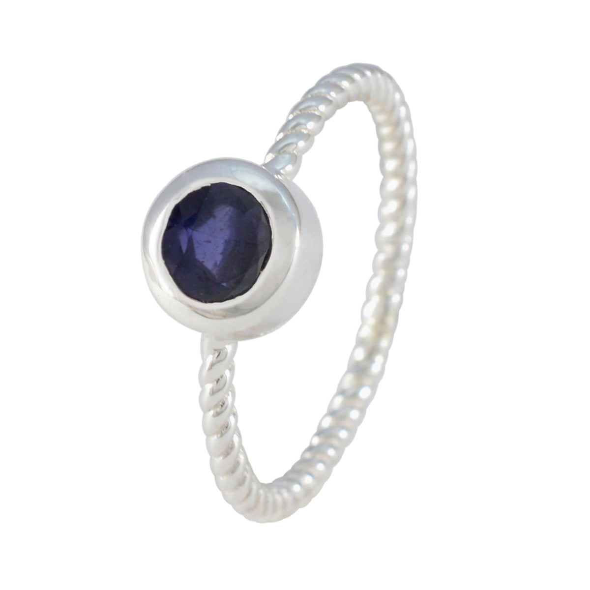 Iolite Solitaire American 925 Sterling Silver Blue Gems Delicate Graceful Ring Jewelry