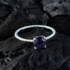 Iolite Solitaire Japanese 92.5 Silver Blue Gemstones Delicate Twist Ring Jewelry